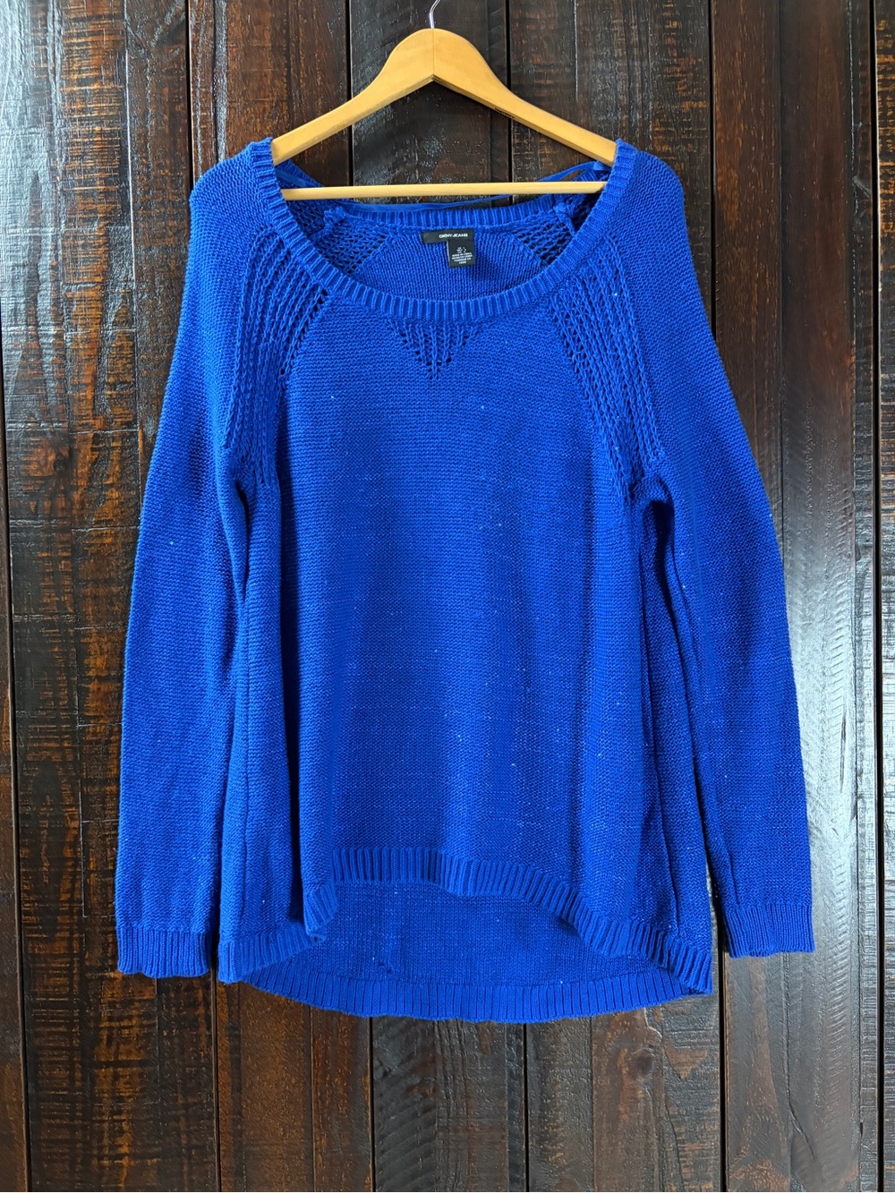 DKNY Women's Blue Sparkly Knit Sweater Size Large